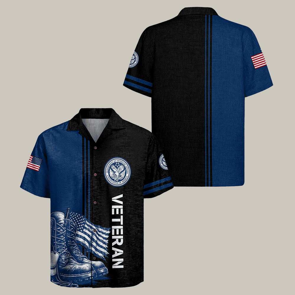 US Veteran Hawaiian Shirt Combat Boot Military Appreciation Clothes Veteran Gift For Men