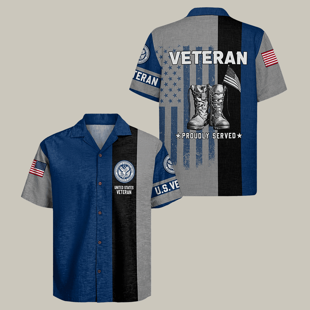 US Veteran Proudly Served Hawaiian Shirt Military Appreciation Patriotic Veteran Shirt Gift Idea