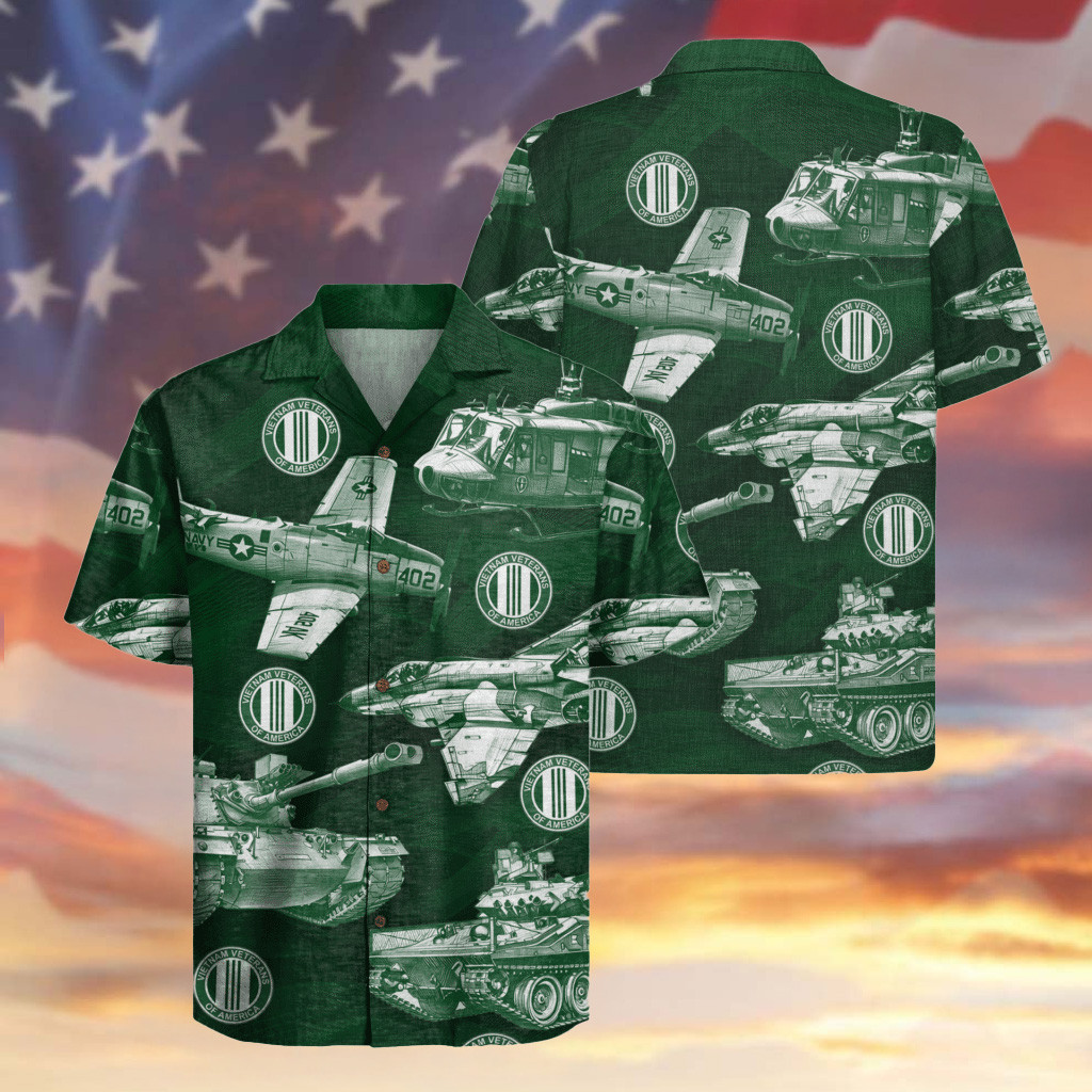 US Vietnam Veteran Hawaiian Shirt Aircraft And Tanks Aloha Shirt Gifts For Veteran Dad