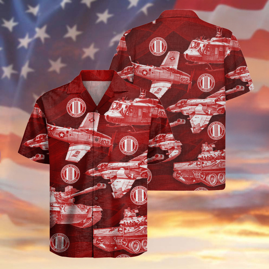 US Vietnam Veteran Hawaiian Shirt Aircraft And Tanks Aloha Shirt Presents For Veterans