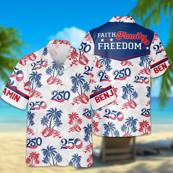 USA 250 Years Of Freedom Hawaiian Shirt US Flag Clothing 4Th Of July Present