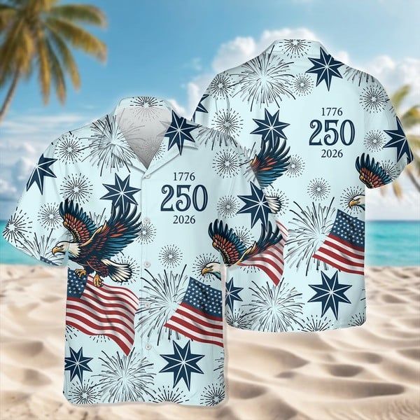 USA 250Th Anniversary Eagle 1776 2026 Hawaiian Shirt Independence Day Merch