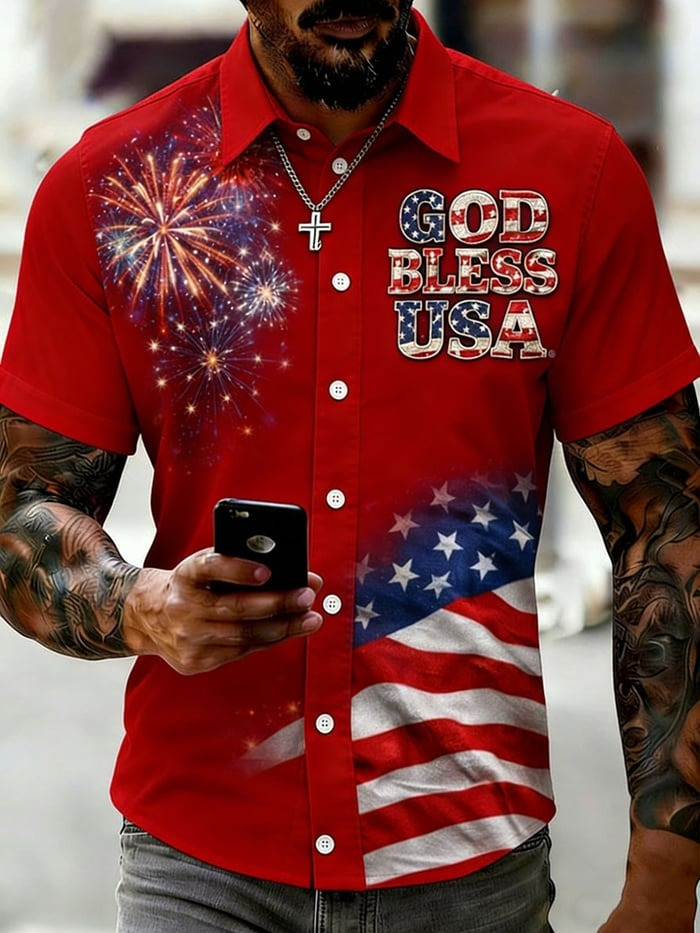 USA 250Th Anniversary Merch God Bless USA Hawaiian Shirt Gifts For 4Th Of July