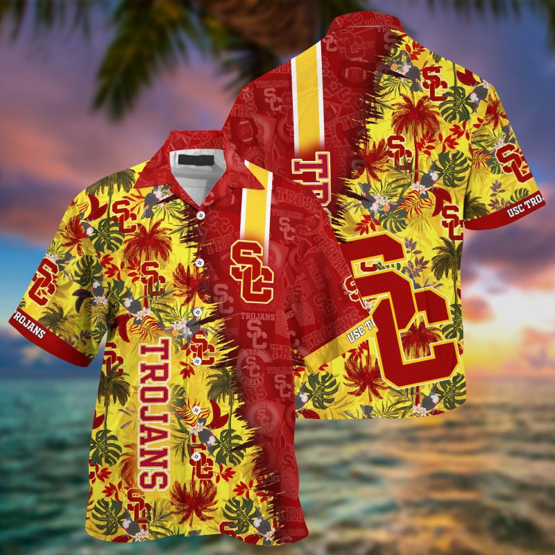 Usc Trojans Ncaa Summer Hawaiian Shirt Tropical Aloha Button Up