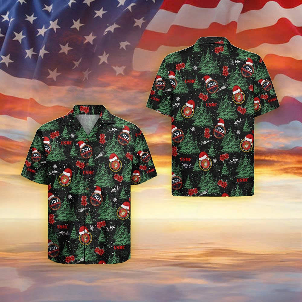 USMC 250Th Anniversary Christmas Hawaiian Shirt Proud Veteran Apparel Gifts For Marine Veterans