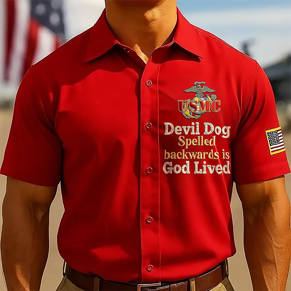 USMC 250Th Anniversary Hawaiian Shirt Devil Dog Spelled Backwards Unique Marine Corps Gifts