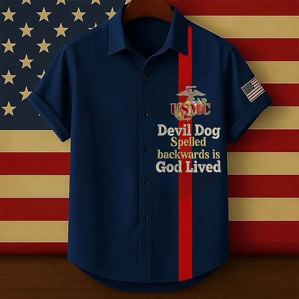 USMC 250Th Anniversary Hawaiian Shirt Devil Dog Spelled Backwards United States Marine Gifts