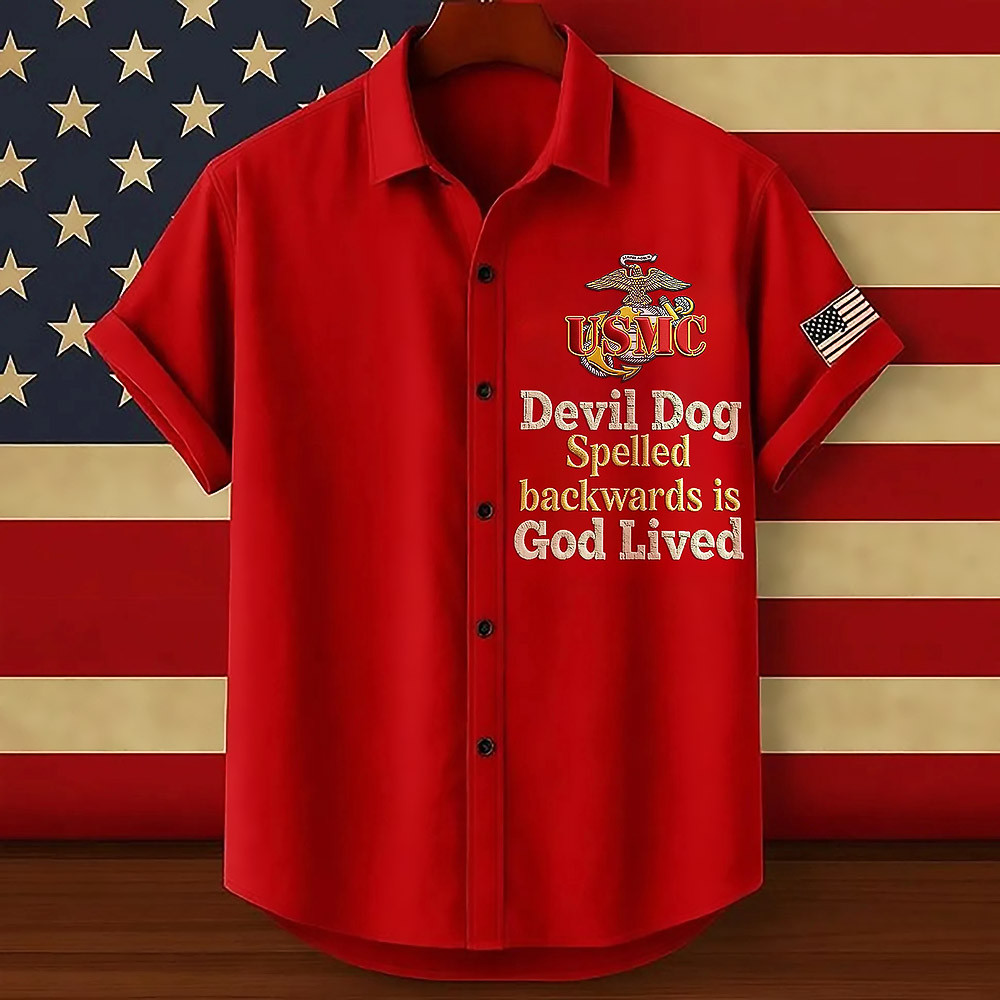 USMC 250Th Anniversary Hawaiian Shirt Devil Dog Spelled Backwards US Marine Corps Present
