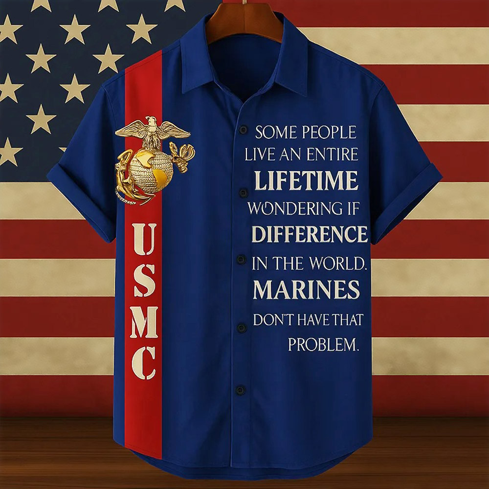 USMC 250th Anniversary Hawaiian Shirt Lifetime Difference Marines Veteran Remembrance Gift