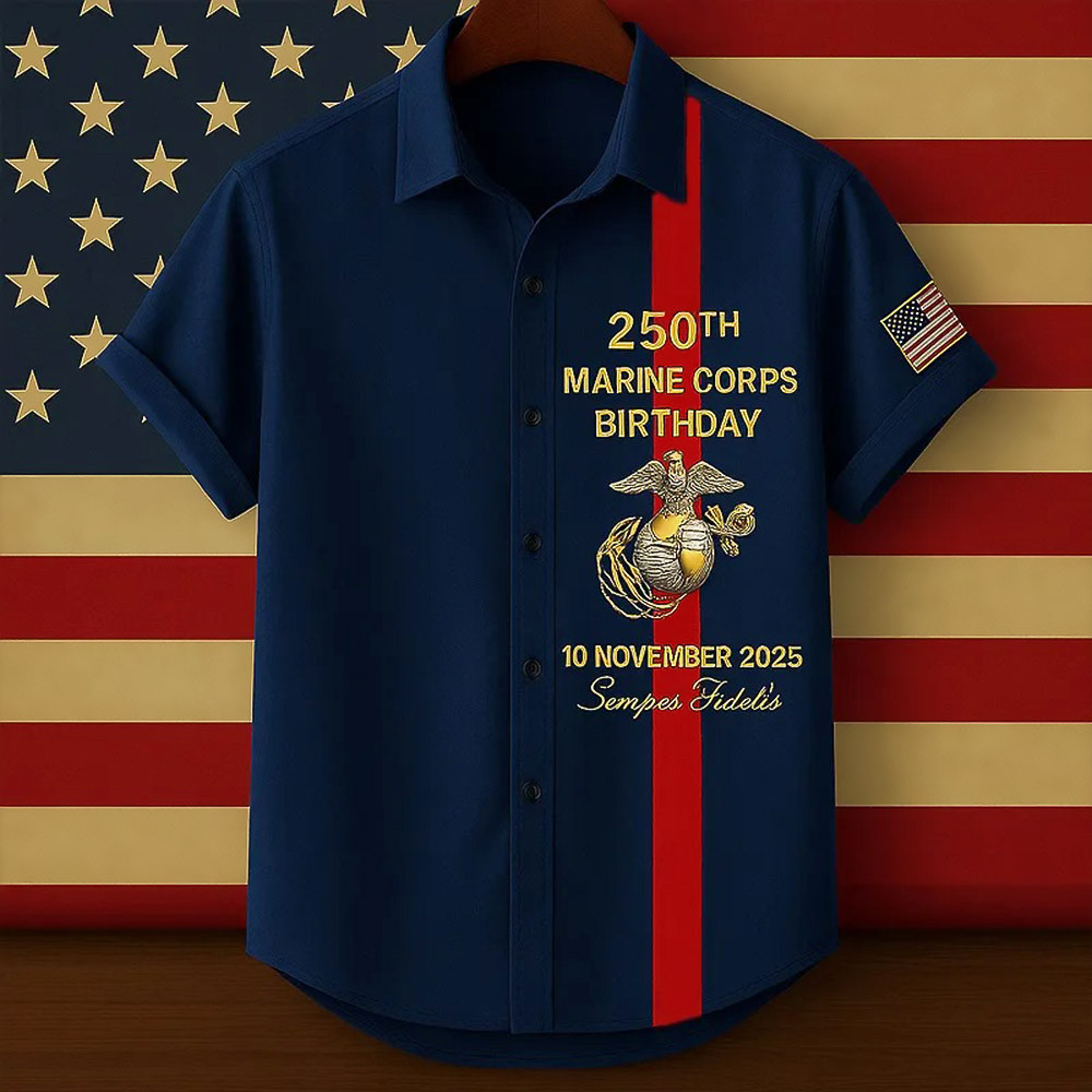 USMC 250th Anniversary Hawaiian Shirt Marine Corps Birthday 10 November 2026 Semper Fi Gifts