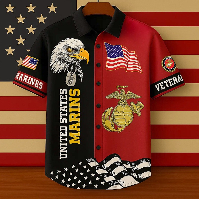 USMC 250th Anniversary Hawaiian Shirt Marine Veteran Day Gift For Marines Lovers