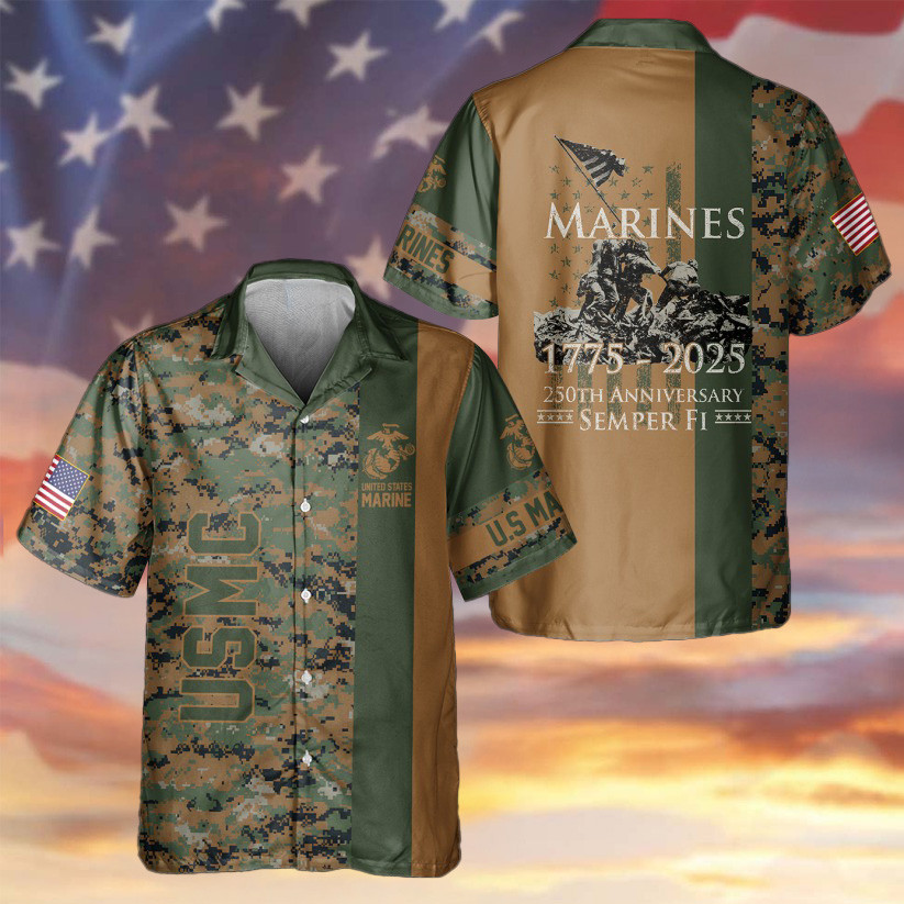 USMC 250th Anniversary Hawaiian Shirt Semper Fi Aloha Shirt Marine Corp Apparel Gift For Him