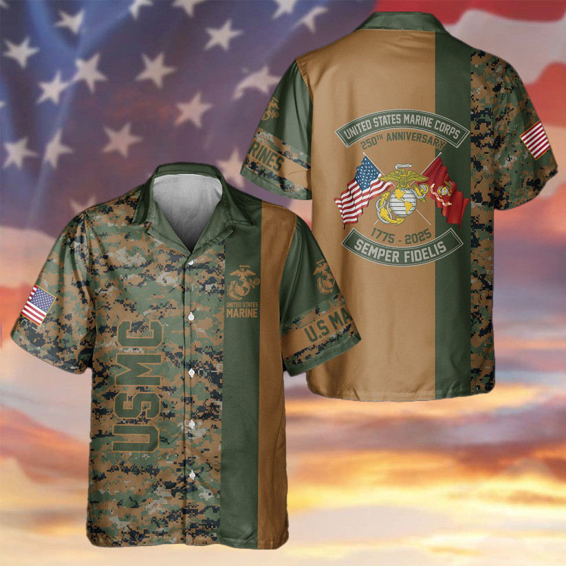 USMC 250th Anniversary Hawaiian Shirt Semper Fidelis Aloha Shirt Gifts For Veteran 2026