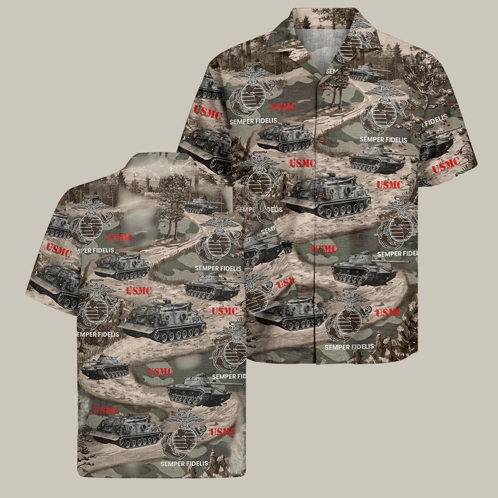 USMC 250Th Anniversary Hawaiian Shirt Semper Fidelis Veteran Merch Marine Corps Birthday Gifts