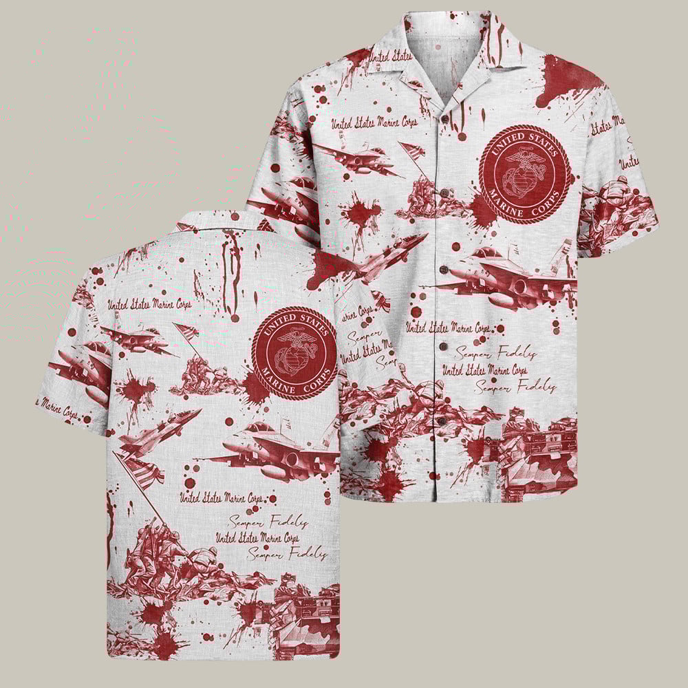 USMC 250th Anniversary Hawaiian Shirt Semper Fidelis Veteran Merch Usmc Gift For Him