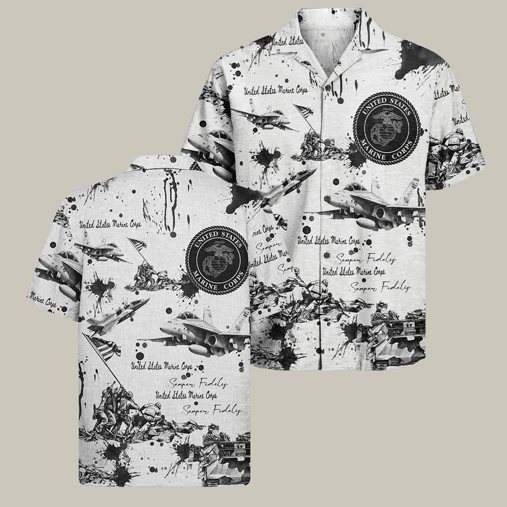 USMC 250th Anniversary Hawaiian Shirt Semper Fidelis Veteran Merch Usmc Veteran Gifts