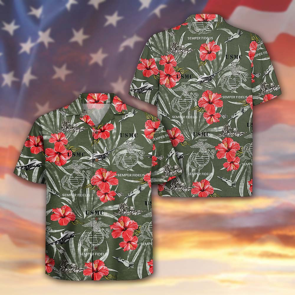 USMC 250th Years Of Service Hawaiian Shirt Military Aloha Beach Wear Patriotic Veteran Gift