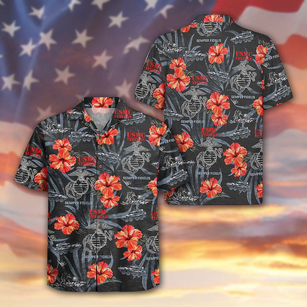 USMC 250th Years Of Service Hawaiian Shirt USMC Tropical Patriotic Veteran Gift For Marines