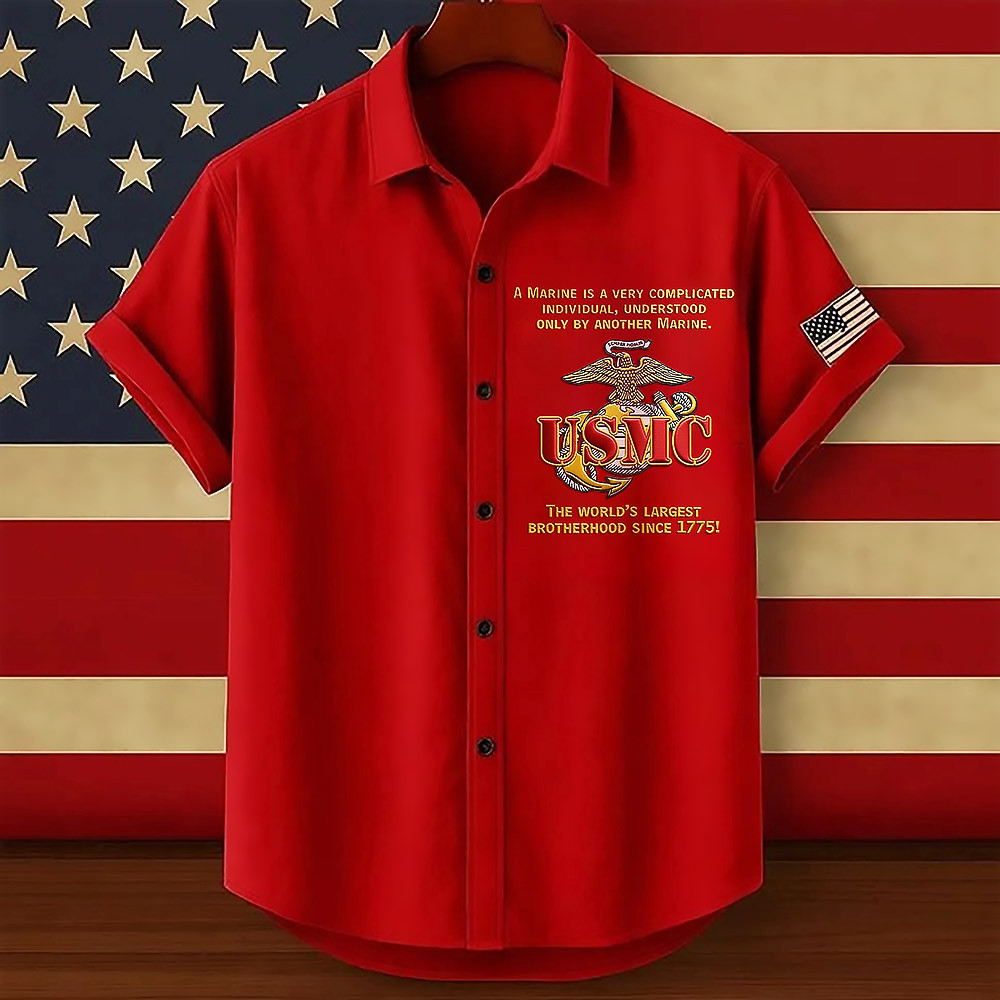 USMC A Marine Is Complicated Hawaiian Shirt Largest Brotherhood Since 1775 Marine Veteran Gifts