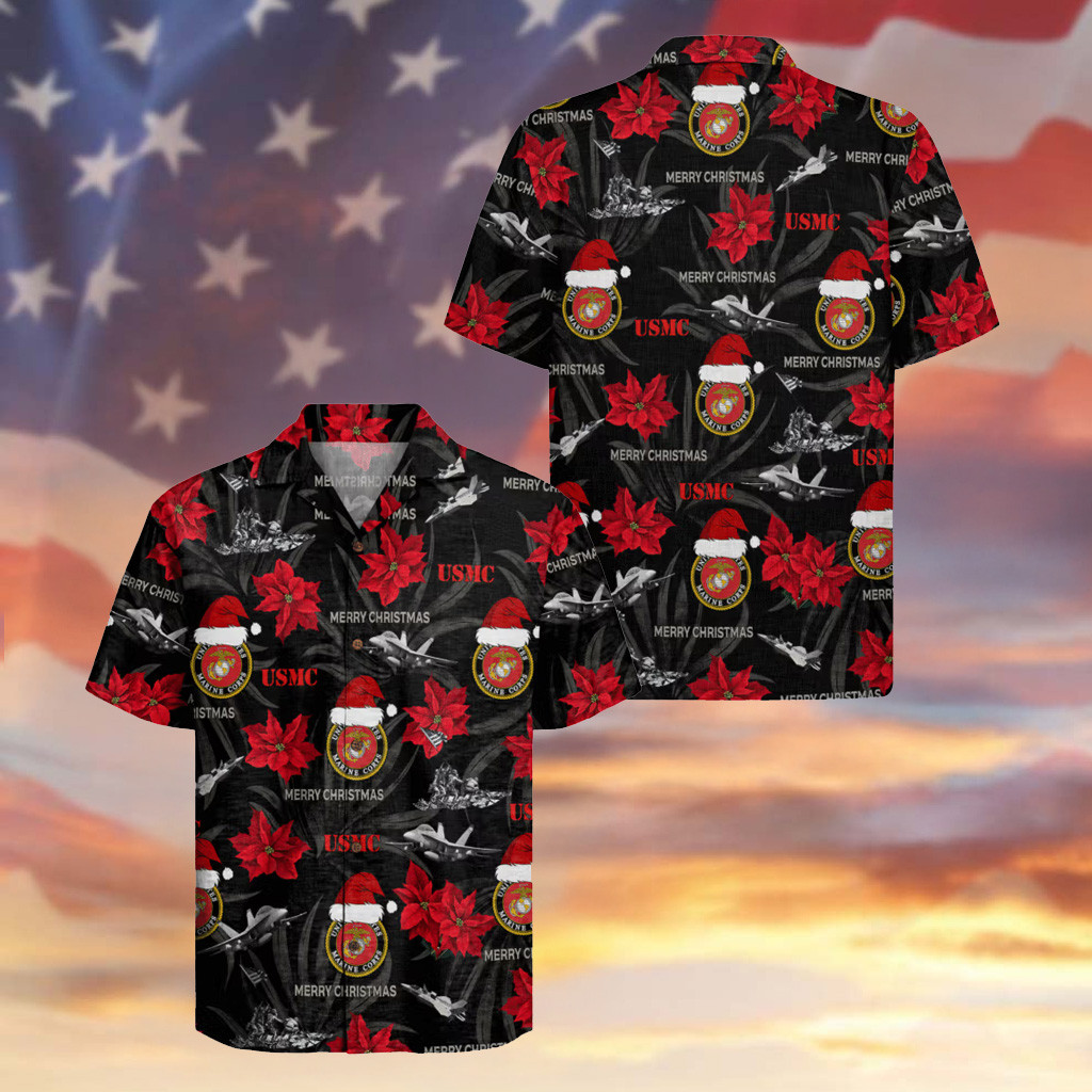 USMC Veteran 250 Years Anniversary Hawaiian Shirt Merry Christmas Clothing Veteran Gifts