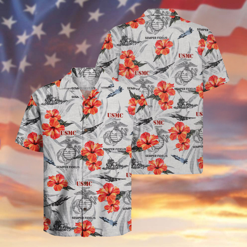 USMC Veteran 250th Anniversary Hawaiian Shirt Semper Fidelis Military Clothes Presents