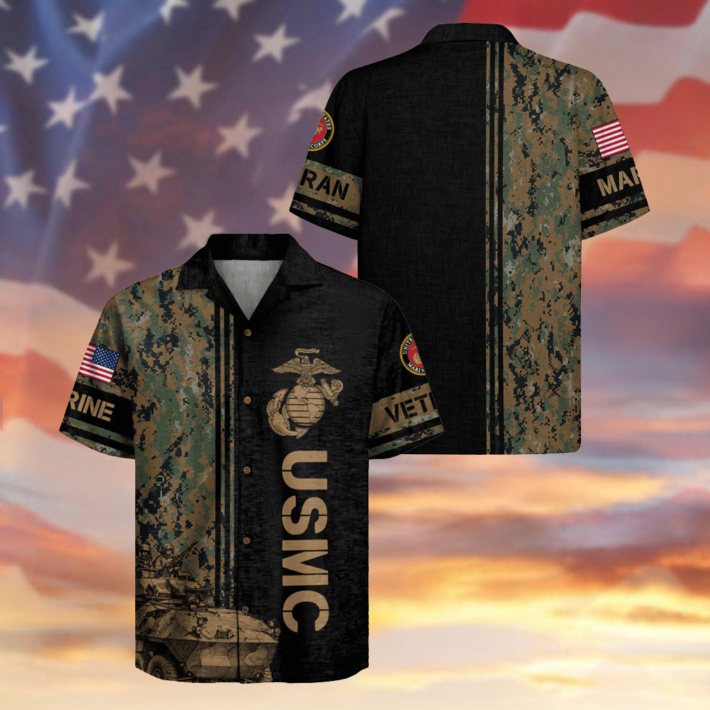USMC Veteran 250th Anniversary Hawaiian Shirt Tank Military Shirt Gifts For Men