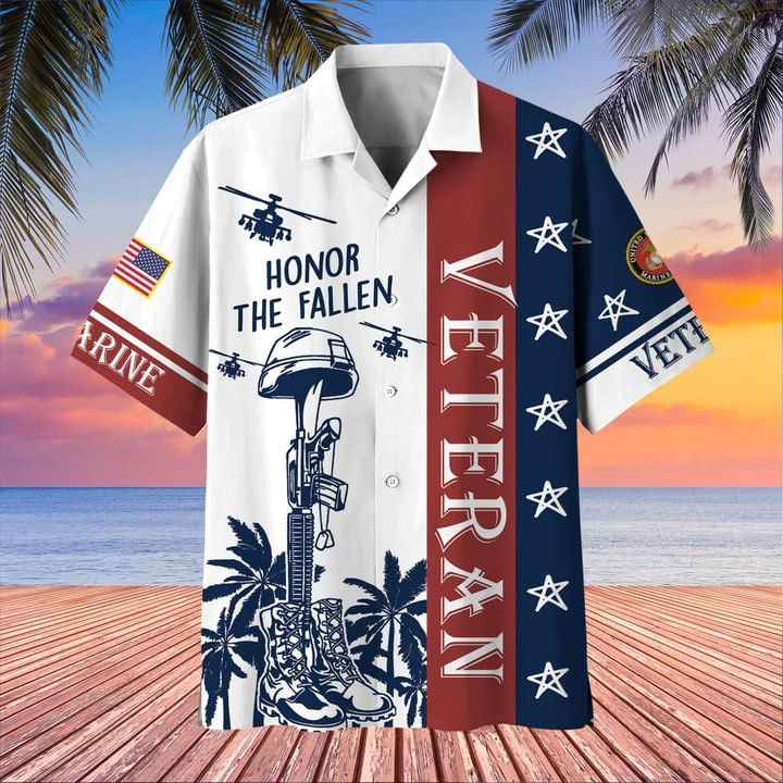 USMC Veteran Hawaiian Shirt Honor The Fallen Shirt Marine Corps Clothing Veteran Gift