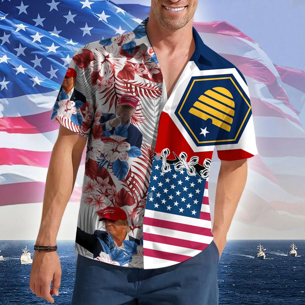 Utah For Trump 2024 Hawaiian Shirt MAGA Merch I Stand With Trump Aloha Shirt Gifts For Husband