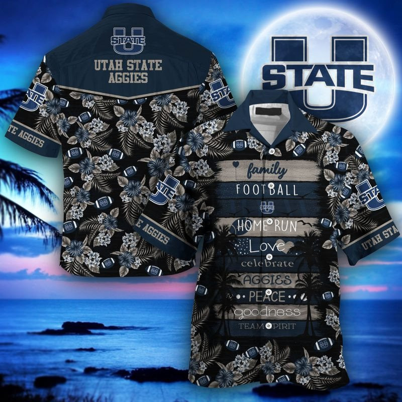 Utah State Aggies Ncaa Hawaiian Shirt Tropical Aloha Button Up