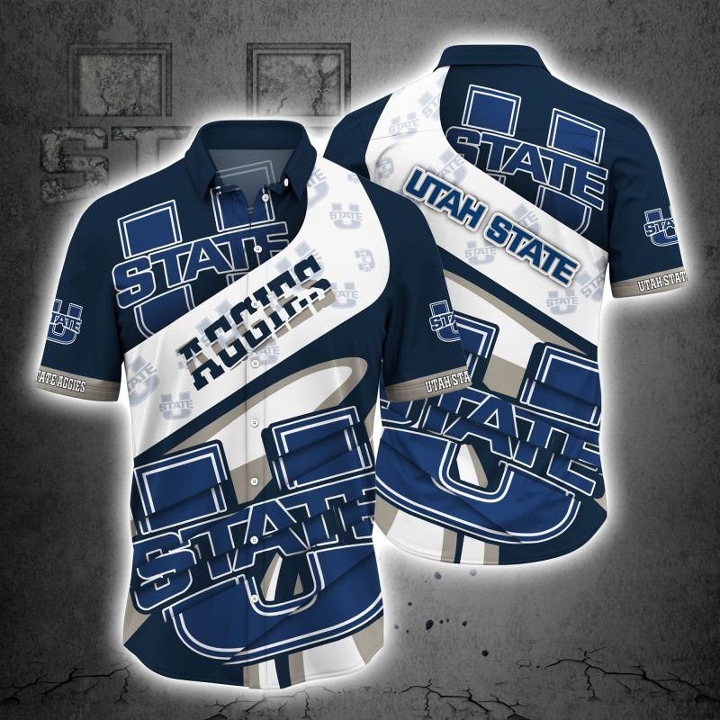Utah State Aggies Ncaa Hawaiian Shirt Tropical Aloha Button Up