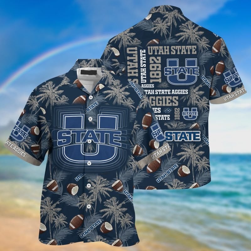 Utah State Aggies Ncaa Hawaiian Shirt Tropical Aloha Button Up