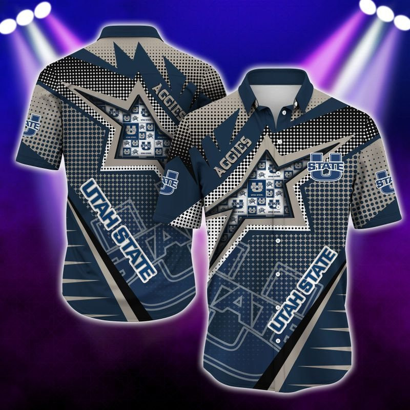 Utah State Aggies Ncaa Hawaiian Shirt Tropical Aloha Button Up