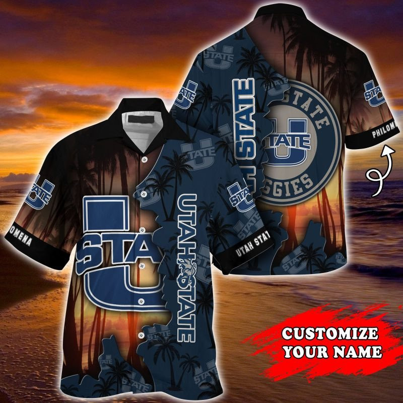 Utah State Aggies Ncaa Personalized Summer Hawaiian Shirt Tropical Aloha Button Up
