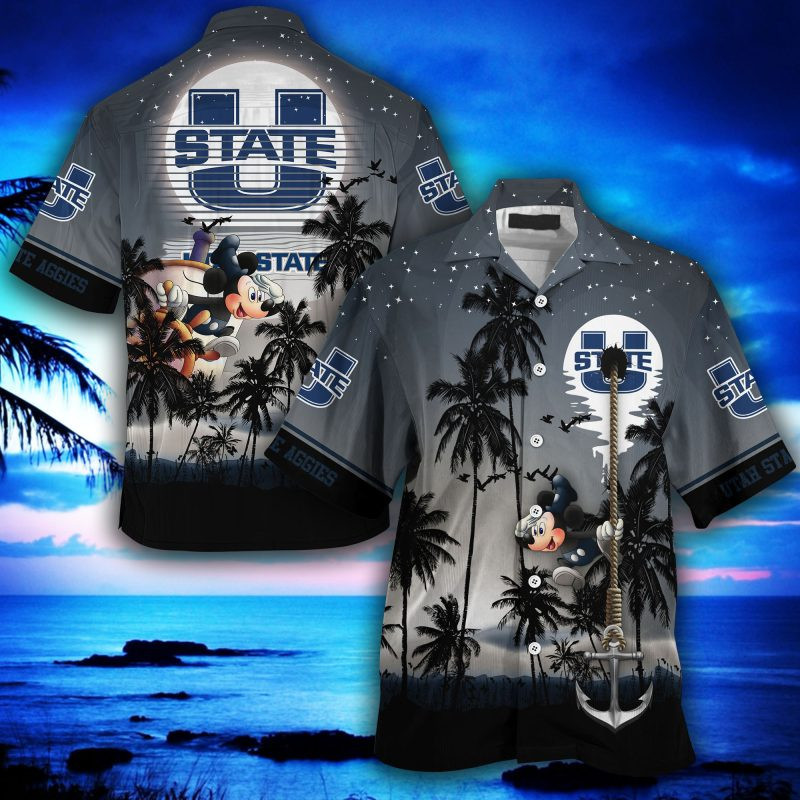 Utah State Aggies Ncaa Summer Hawaiian Shirt Tropical Aloha Button Up