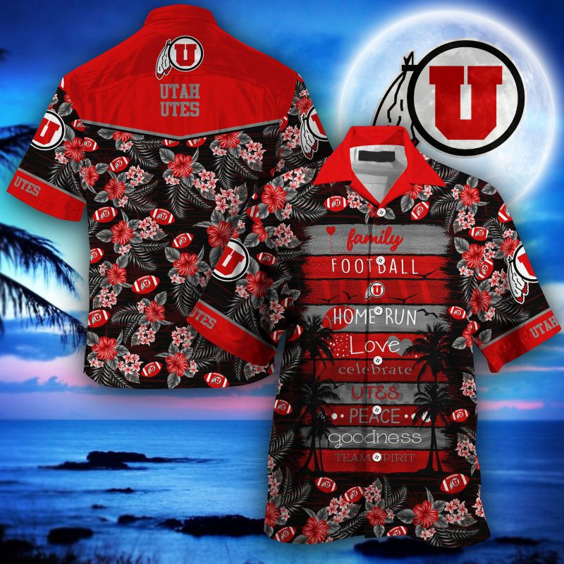 Utah Utes Ncaa Hawaiian Shirt Tropical Aloha Button Up