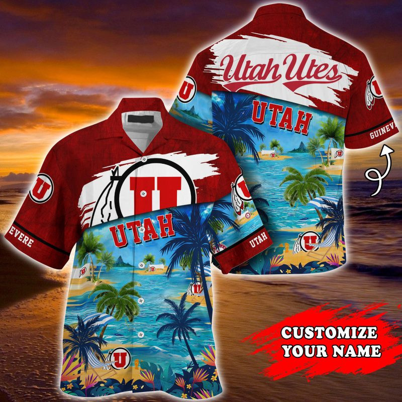Utah Utes Ncaa Personalized Summer Hawaiian Shirt Tropical Aloha Button Up