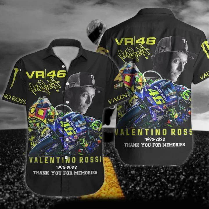 Valentino Rossi Vr46 Signatures Hawaiian Shirt Tropical Aloha Button Up