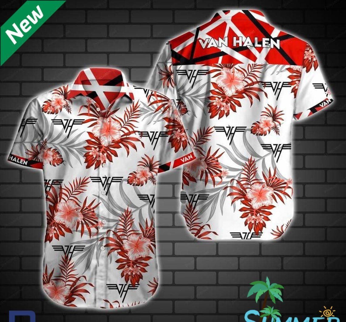 Van Halen Aop Aloha Hawaiian Shirt Tropical Aloha Button Up