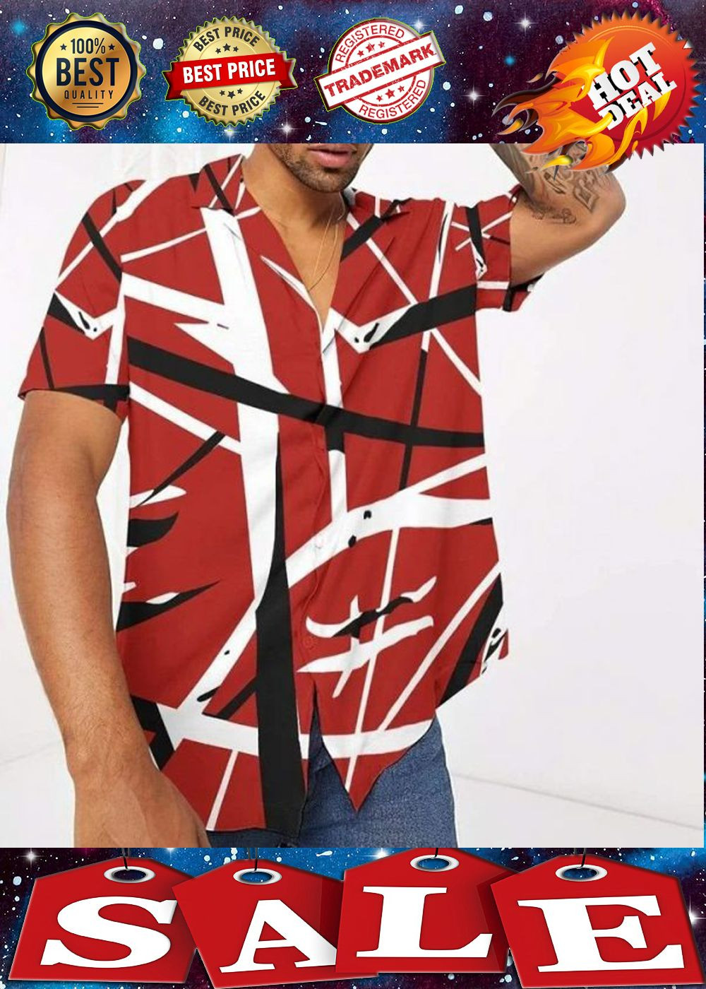 Van Halen Hawaiian Shirt Tropical Aloha Button Up