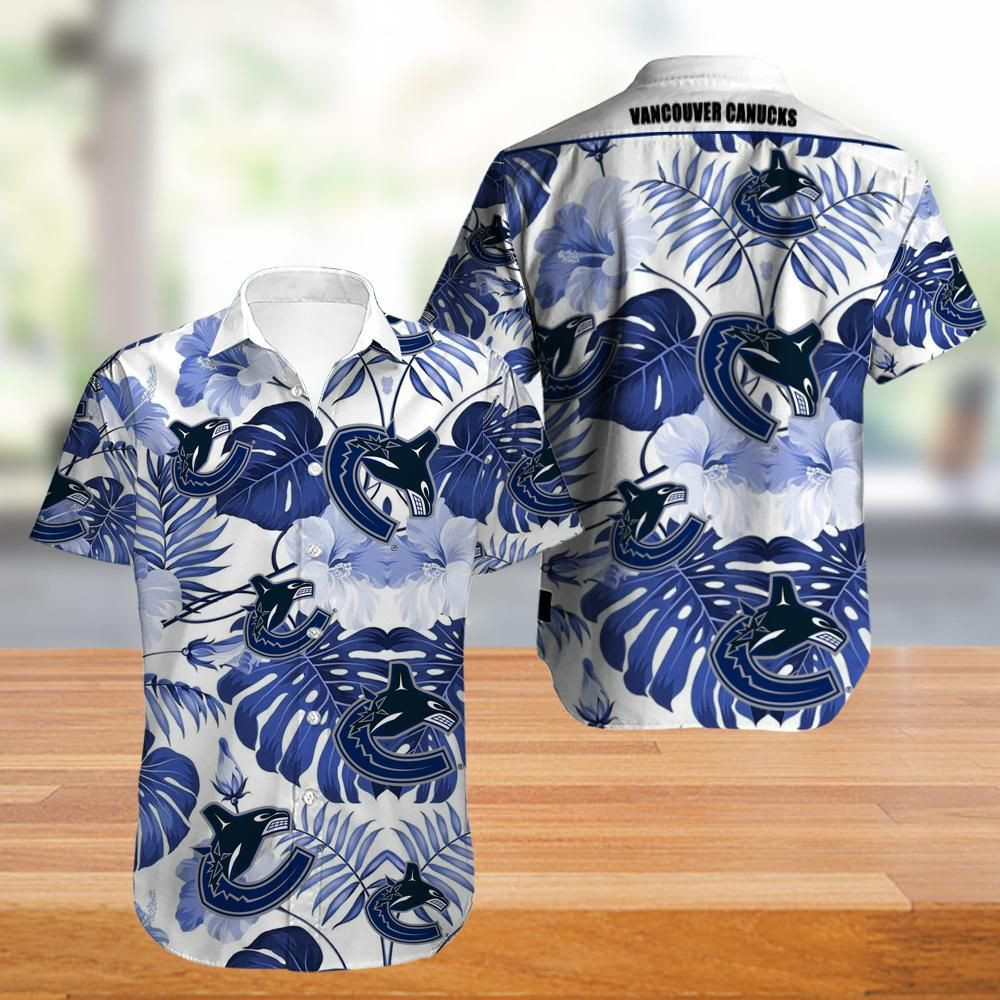Vancouver Canucks Hawaiian Shirt Tropical Aloha Button Up