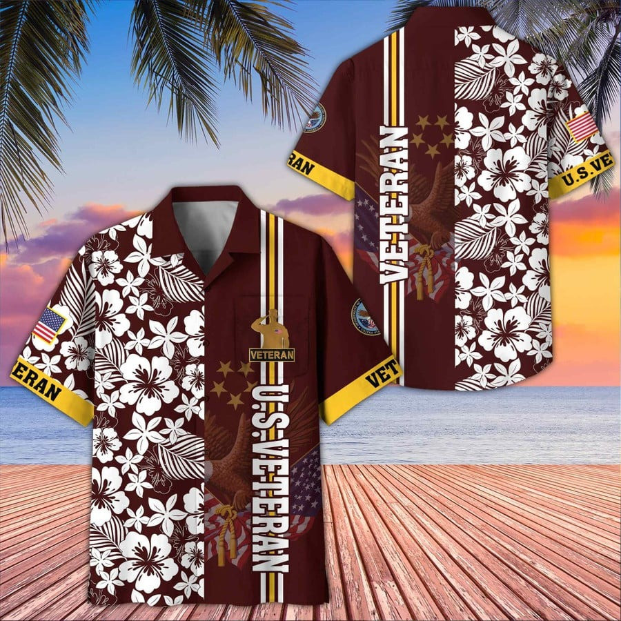Veteran Hawaiian Shirt Hibiscus Aloha Shirt Apparel Veterans Day 2026 Gift Ideas