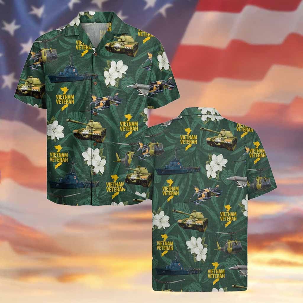 Vietnam Veteran Hawaiian Shirt With Hibiscus For Men Veterans Day Gifts