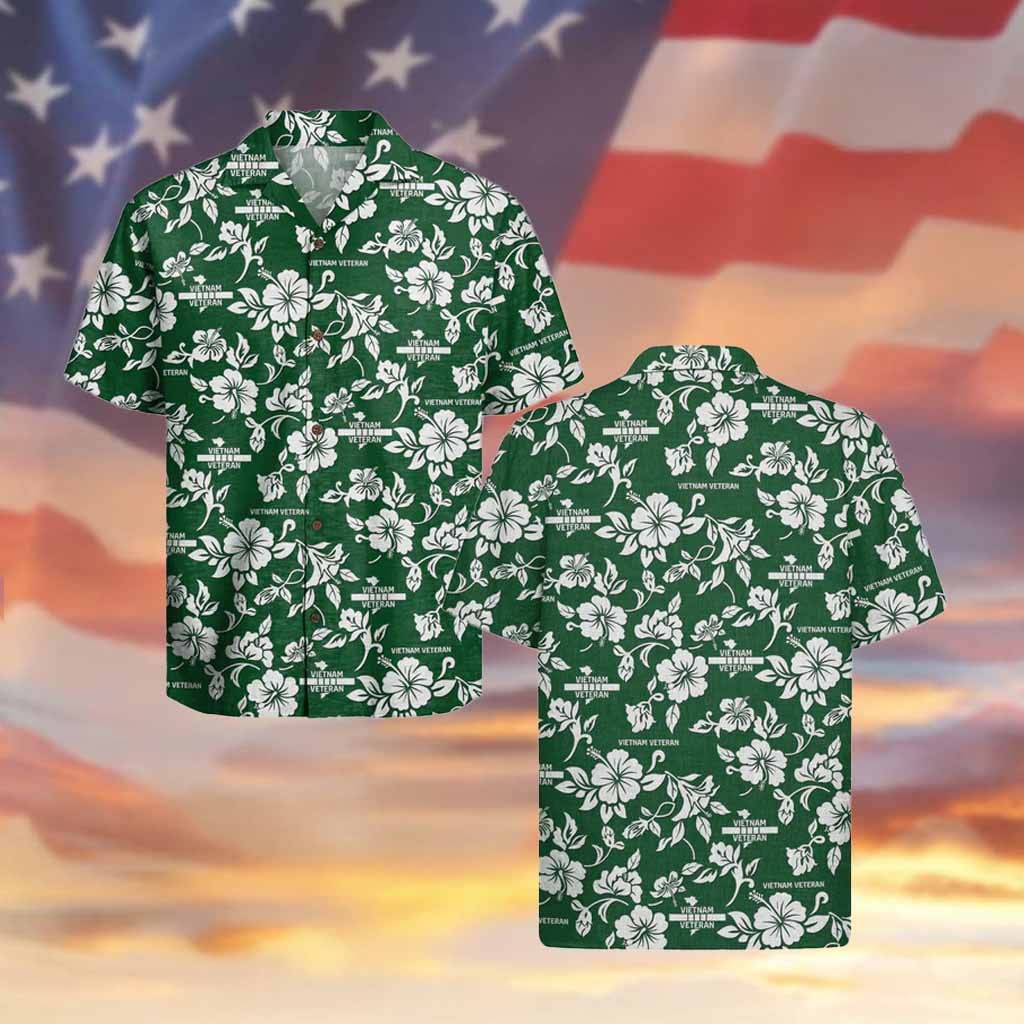 VIETNAM VETERAN Hawaiian Shirt with Hibiscus Memorial Day Gifts For Veterans