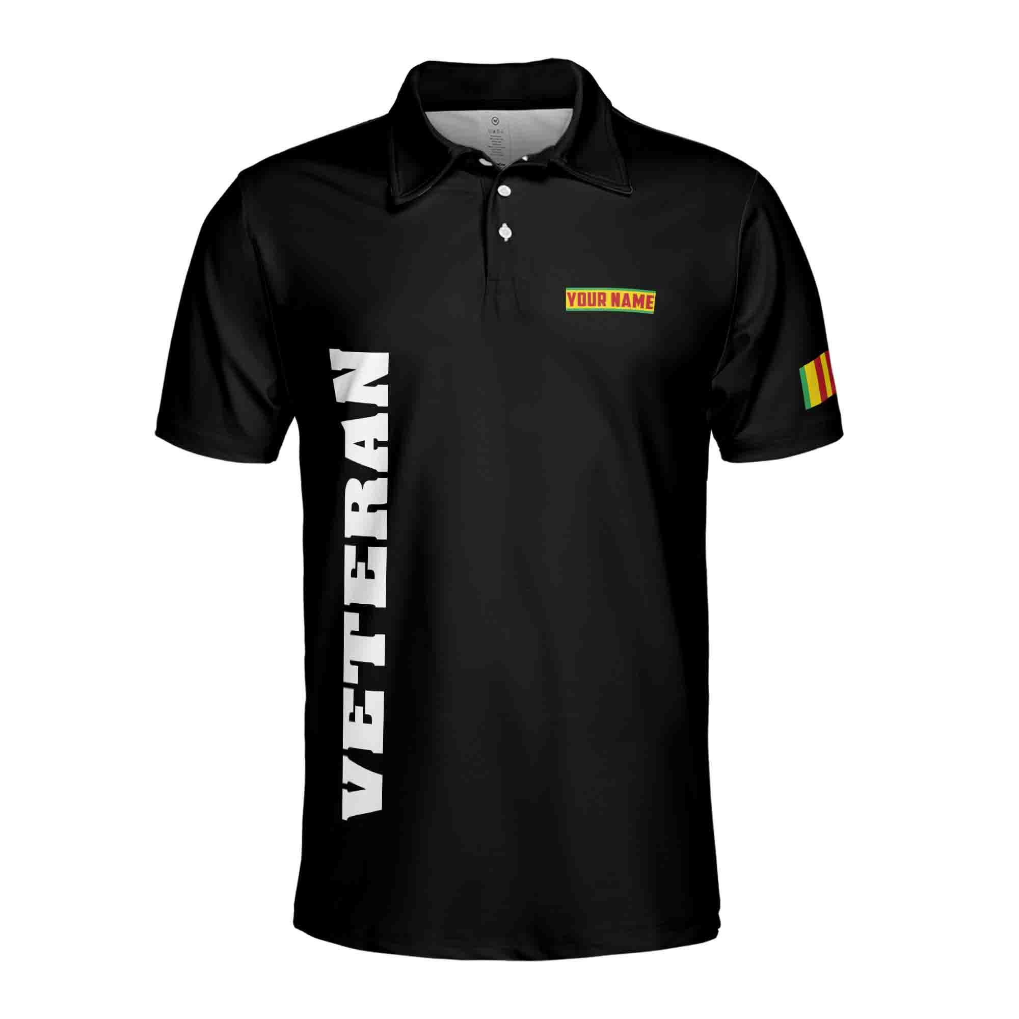 Alternative view of Vietnam Veteran Men's Polo Shirt: Patriotic Graphic Print