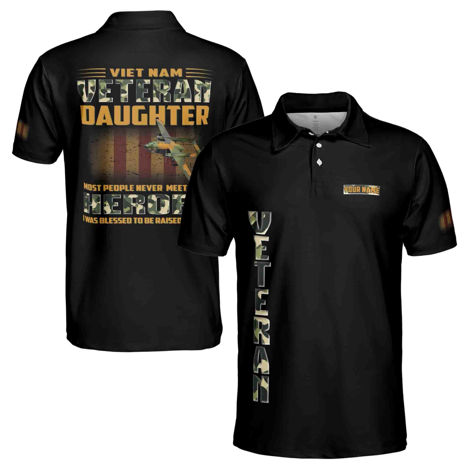 Vietnam Veteran's Daughter Men's Polo Shirt, Camouflage Print