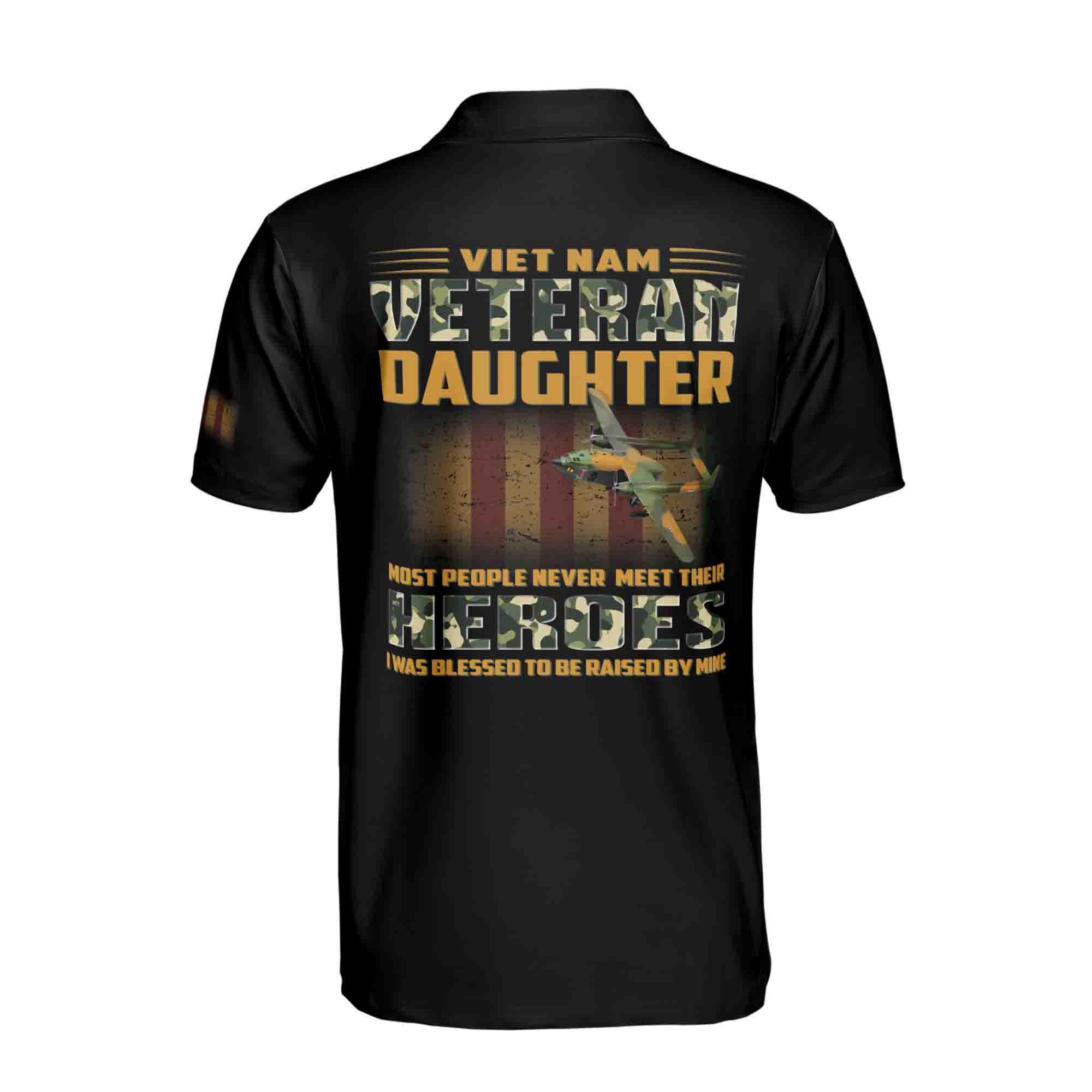 Vietnam Veteran's Daughter Men's Polo Shirt, Camouflage Print - Image 3