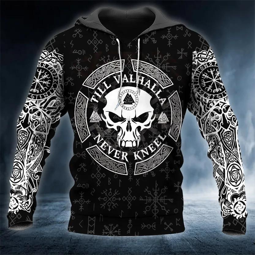 Viking Till Valhalla Never Kneel Tattoo 3D All Over Print Hoodie