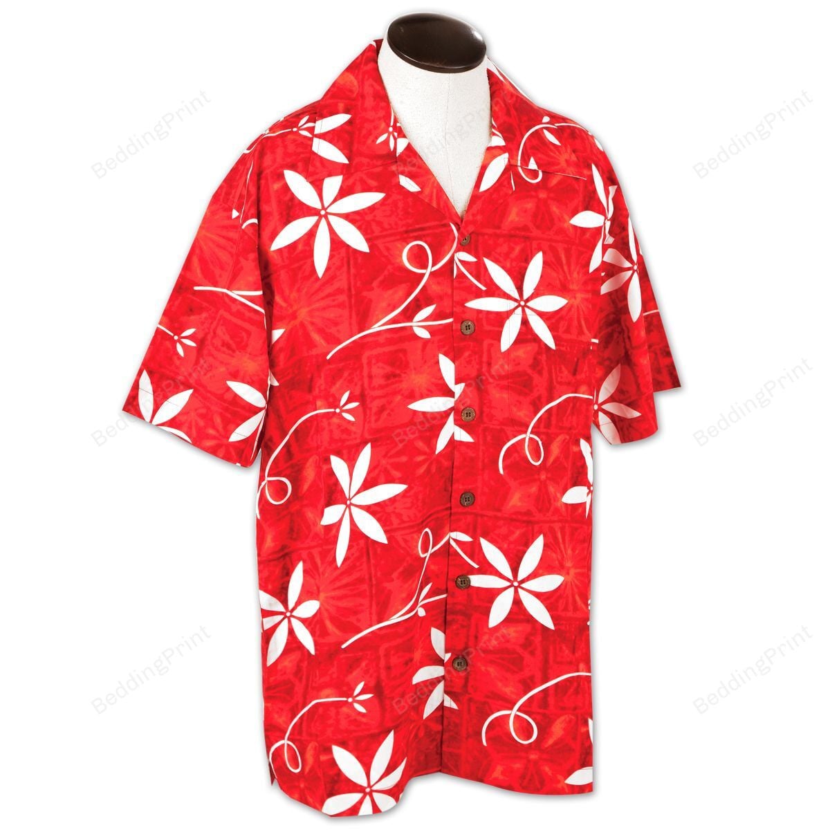 Vintage 60s Elvis Presley Foral Red Hawaiian Shirt Tropical Aloha Button Up