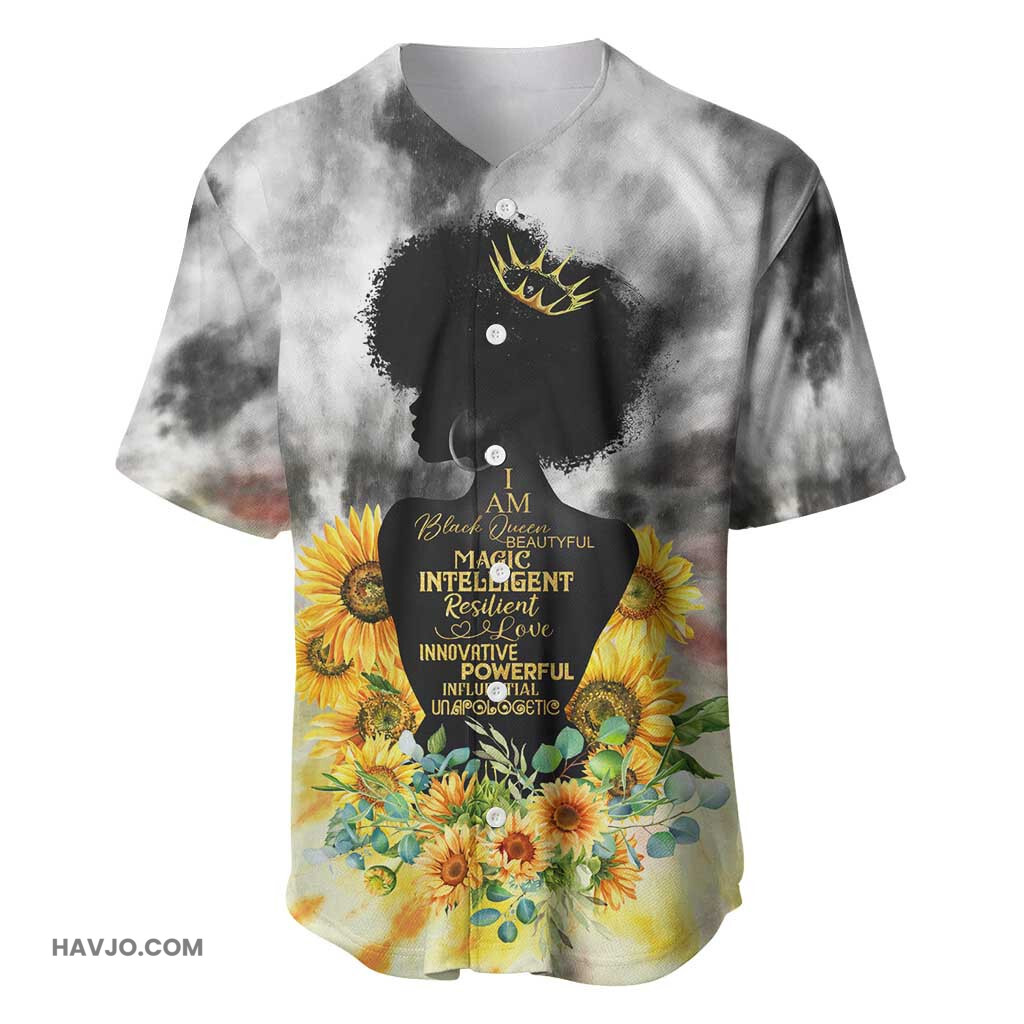 Vintage Flowers I Am Black Queen Black Girl Baseball Jersey