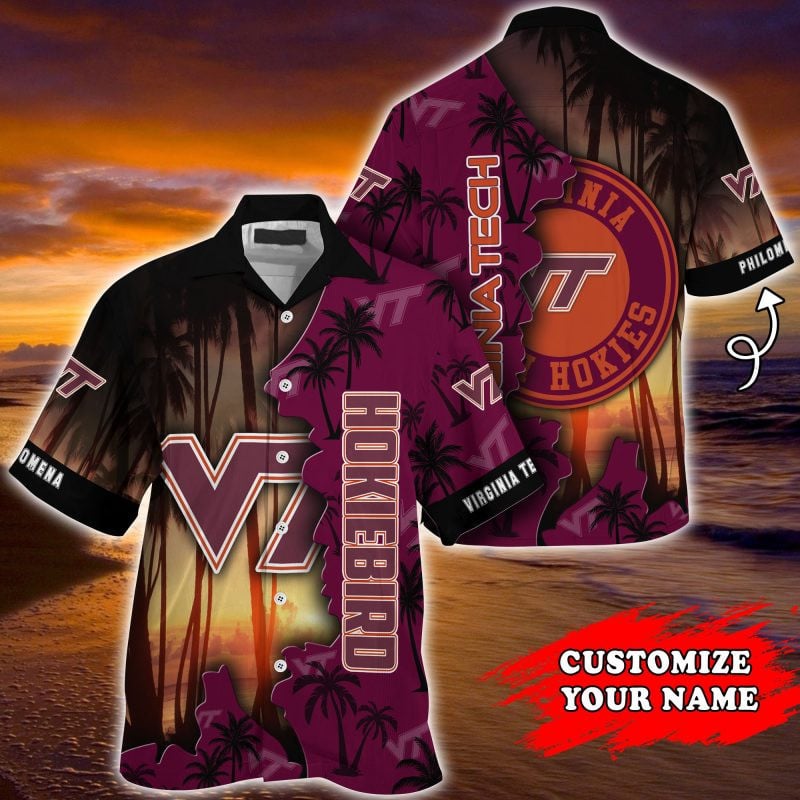 Virginia Tech Hokies Ncaa Personalized Summer Hawaiian Shirt Tropical Aloha Button Up